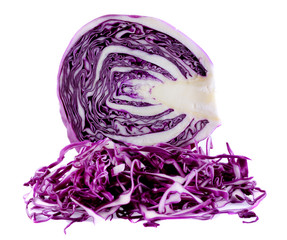 Obraz premium Purple cabbage slices on white background