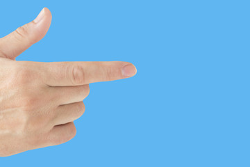 Hand and blue background