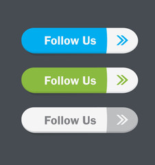 Set of vector web interface buttons. Follow us.
