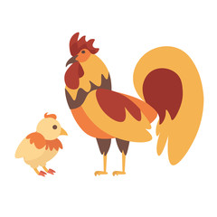 Cock and Chicken. Vector