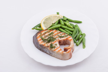 grilled salmon steak on a plate