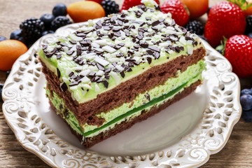 Mint and chocolate layer cake
