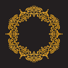 Elegant luxury vintage round gold floral frame