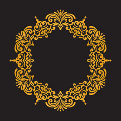 Elegant luxury vintage round gold floral frame