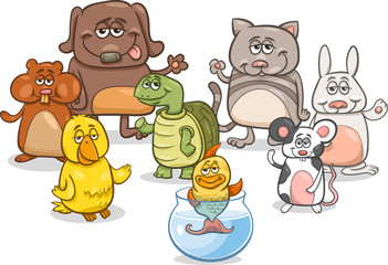cartoon pet characters group