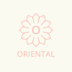 Vector monogram. Floral frame. Abstract flower sign.