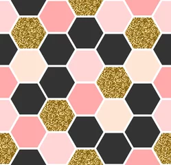 Wall murals Light Pink Hexagon Seamless Pattern