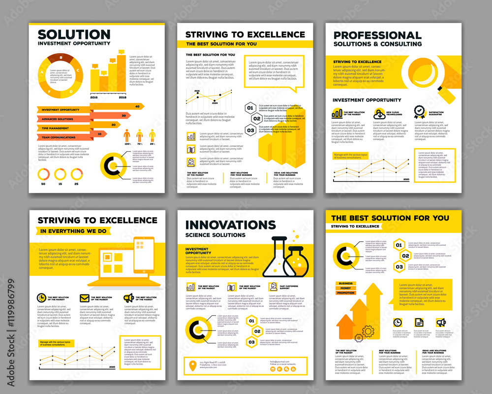 Wall mural vector set of corporate business template infographic with objec