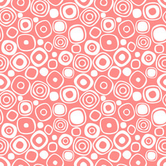 Seamless vector geometrical pattern. Endless pink background with hand drawn circles. Graphic illustration. Template for cover, fabric, wrapping.