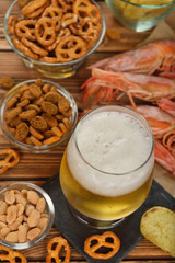 Fresh beer and snacks