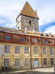 houses and church in tthe old Town in Tallinn