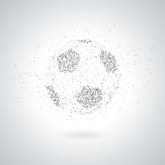 Obraz premium Silhouette Of Football / Soccer Ball From Polygon Particle. Gray Background