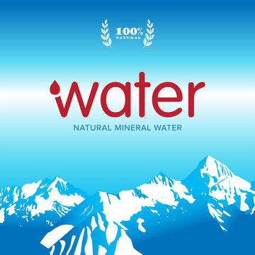 Vector Mineral Bottled Spring water logo design Label template. Isolated vector illustration.