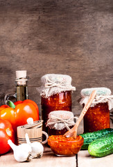 homemade canned vegetables in jars