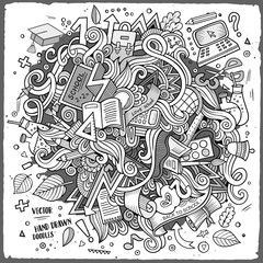 Cartoon doodles hand drawn School illustration