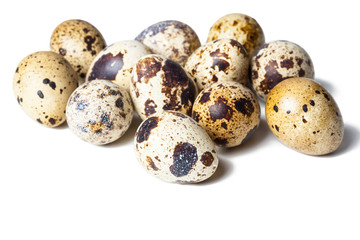 Quail eggs are isolated on a white background