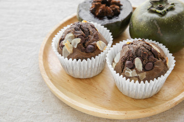 Homemade cupcakes made from Black sapote chocolate pudding fruit