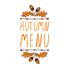 Vector handdrawn autumn element with text