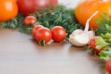 Fresh vegetables on a wooden table