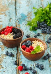 Dietary breakfast homemade oatmeal with berries