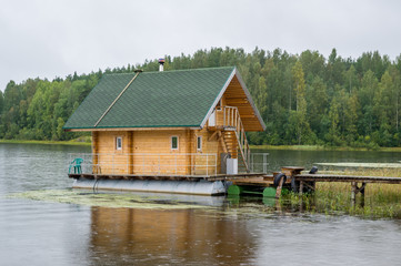 Floating sauna house.