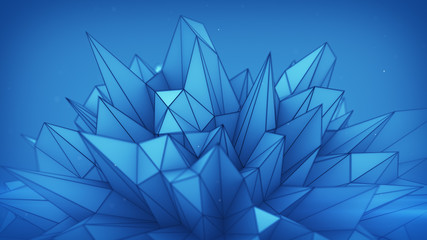 Blue polygonal shape. Abstract 3d render