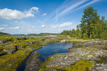 Ladoga lake islands, Karelia republic landscapes.