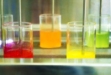 blue chemical dye in mixer process in textile