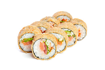 japanese sushi rolls on a white background