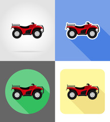 atv motorcycle on four wheels off roads flat icons vector illust