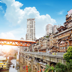 Fototapeta premium China Chongqing traditional houses on stilts