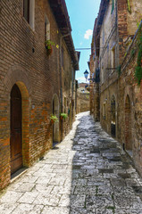Naklejka na ściany i meble Colle di Val d'Elsa (Siena, Italy) - This suggestive medieval town in Tuscany region is internationally renowned for the production of crystal glassware and art, even 15 percent of world production.
