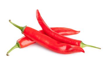 red chili or chilli cayenne pepper isolated on white background