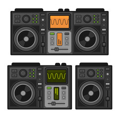 Dj Sound Mixer Set. Flat Design Style. Vector