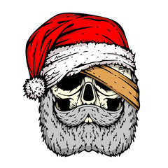 human skull in santa hat sketch