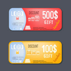Vouchers , discount banners set . Vector illustration