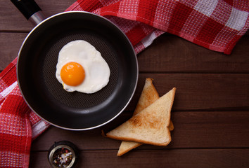 Fried eggs on a pan