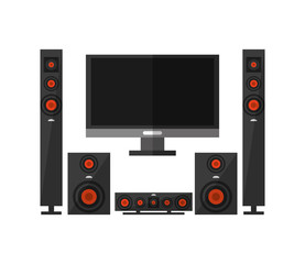 tv and speakers icon. electronic appliances and supplies for your home theme.Colorful design. Vector illustration