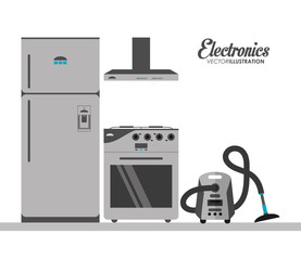 fridge stove and vacuum icon. electronic appliances and supplies for your home theme.Colorful design. Vector illustration