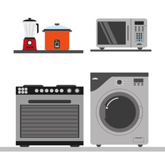 stove washer microwave blender and cooker icon. electronic appliances and supplies for your home theme.Colorful design. Vector illustration