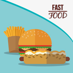 hamburger fries and hot dog icon. fast food menu american and restaurant theme. Colorful design. Vector illustration