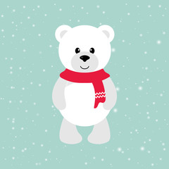 cartoon winter bear with a scarf