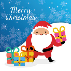 Santa cartoon and gifts icon. Merry Christmas decoration and season theme. Colorful design. Vector illustration