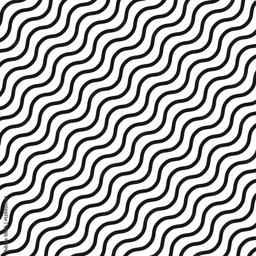 Poster The geometric pattern of the lines, stripes. diagonal wave pattern of black stripes. Graphic modern pattern.