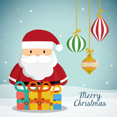 Santa cartoon and gifts icon. Merry Christmas decoration and season theme. Colorful design. Vector illustration