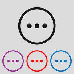 Fototapeta premium Ikona znak czatu. symbol trzech kropek Ilustracja wektorowa na stronie internetowej, aplikacji mobilnej. Prosty styl projektowania płaskiego metra. Ikona konspektu. Płaska konstrukcja