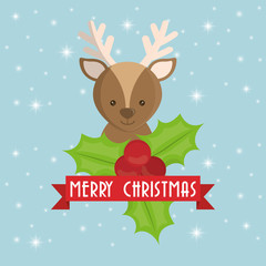 Naklejka premium reindeer cartoon icon. Merry Christmas decoration and season theme. Colorful design. Vector illustration