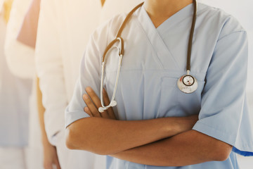 close up of african female nurse with stethoscope