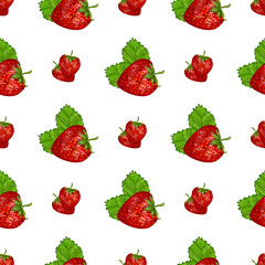 Strawberries seamless hand drawn vector pattern.