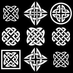 Celtic Quaternary knots set. Vector illustration. 